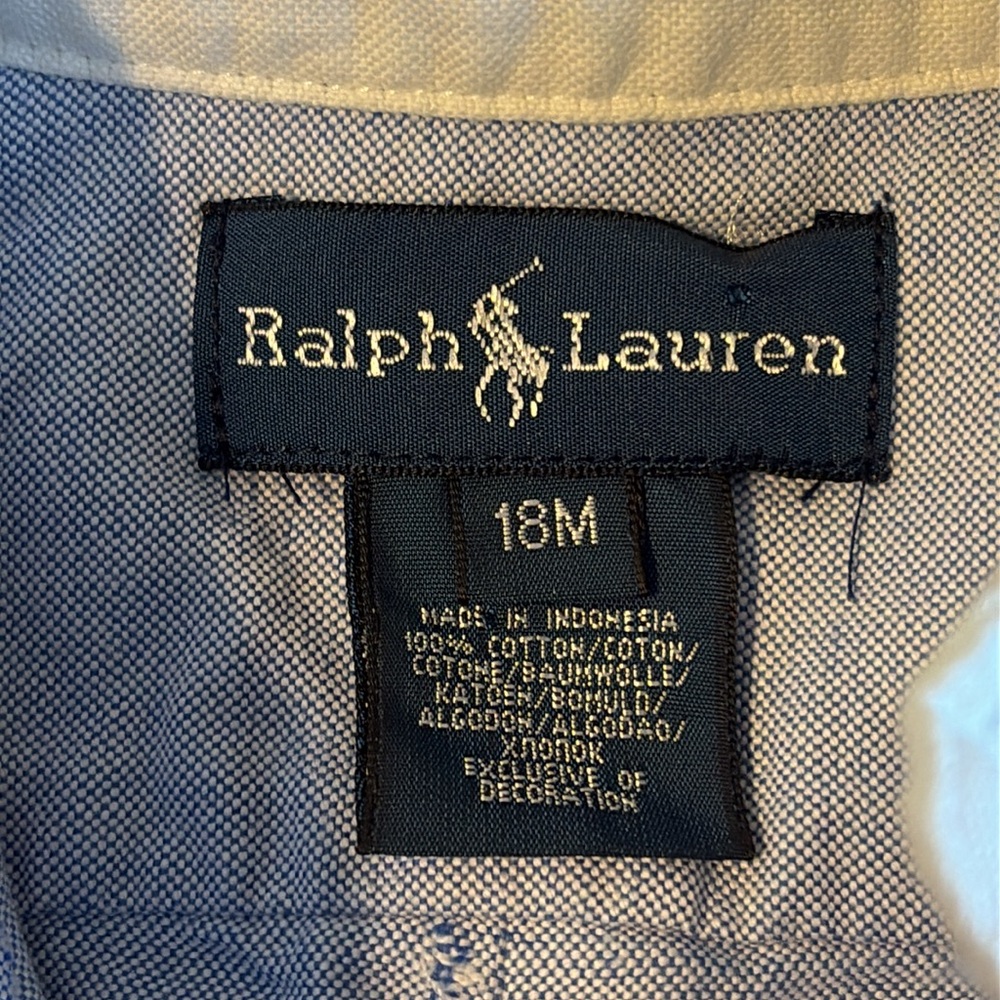 Ralph Lauren 18M Boys Button Up Shirt with Emblem on Chest - Picture 5 of 11